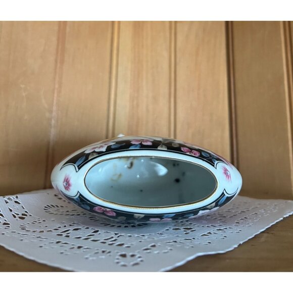 Vintage Otagiri Supreme Pink Floral Porcelain Pillow Vase Japan - Picture 5 of 5